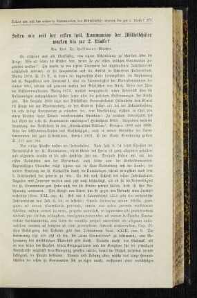 Sollen wir mit der ersten heil. Kommunion der Mittelschüler warten bis zur 2. Klasse?