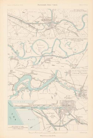 Dortmund-Ems-Kanal: Lagepläne 1:25000 (aus: Atlas zur Zeitschrift für Bauwesen, hrsg. v. Ministerium der öffentlichen Arbeiten, Jg. 51, 1901)