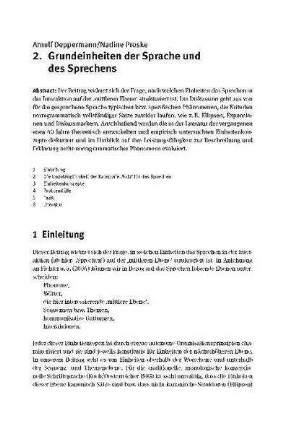 Grundeinheiten der Sprache und des Sprechens