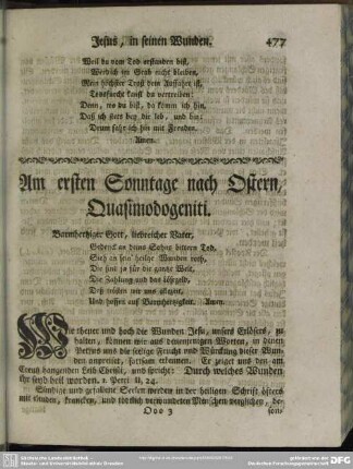 Am ersten Sonntage nach Ostern, Quasimodogeniti