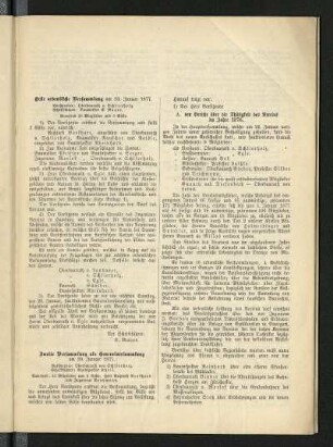 Erste ordentliche Versammlung am 13. Januar 1877