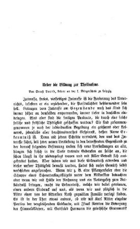 Ueber die Bildung zur Theilnahme