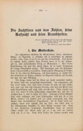 Die Zuchttiere und das Fohlen, seine Aufzucht und seine Krankheiten