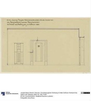 Giessen, Grossherzogliche Wohnung im Alten Schloss Wohnzimmer, Aufriss der Ostwand