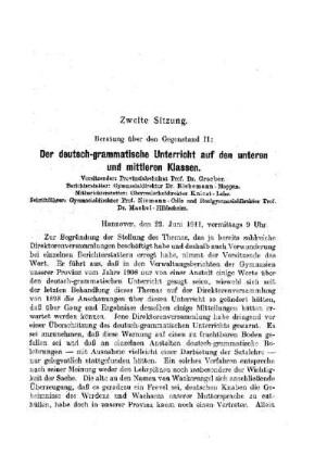 Verhandlung über den zweiten Beratungsgegenstand : [Protokolle der Verhandlungen] ; [Zweite Sitzung]