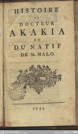 Histoire Du Docteur Akakia Et Du Natif De St. Malo