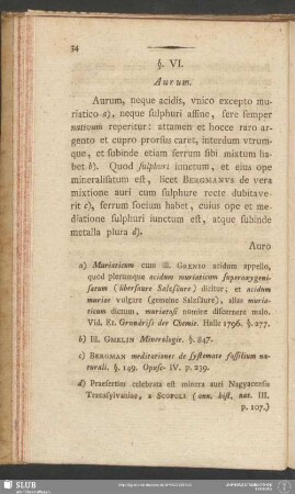 §. VI. Aurum