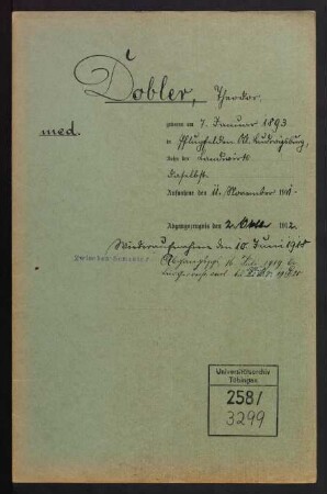 Dobler, Theodor * 7.1.1893