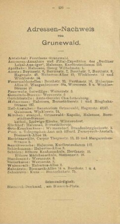 Adressen-Nachweis von Grunewald