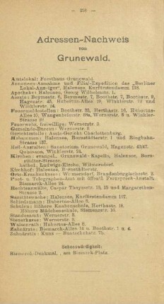 Adressen-Nachweis von Grunewald