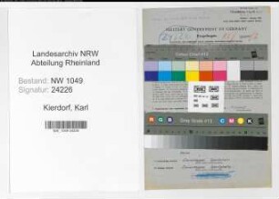 Entnazifizierung Karl Kierdorf , geb. 03.02.1915 (Ingenieur)