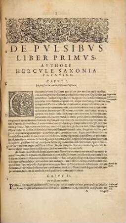 Hercvlis Saxoniae Medicinae Professoris ... De Pvlsibvs Tractatus absolutissimus : Omnibvs Medicinae Stvdiosis Apprime Necessarius & vtilis ...