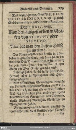 Das LXXIV. Cap. Von den ausgestorbenen Grafen von Virmont oder Virmund