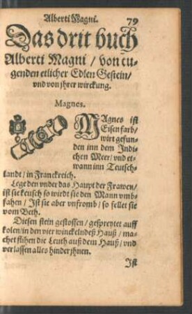 Das drit buch Alberti Magni/ von tugenden etlicher Edlen Gestein/ und von ihrer wirckung.