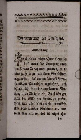 Vorerinnerung des Verlegers.