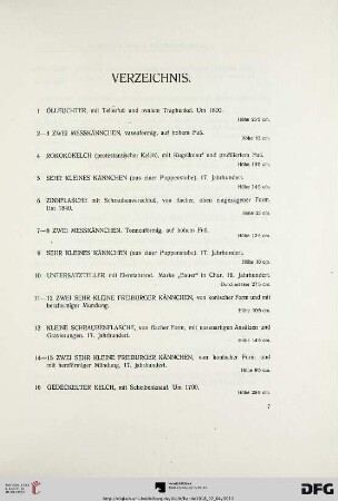 Verzeichnis (Nr. 1-199)