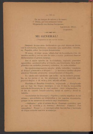 Mi General!...... : (Fragmento de una novela inédita)