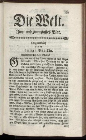 Zwei und zwanzigstes Blat.