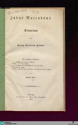 Judas Maccabäus : Oratorium