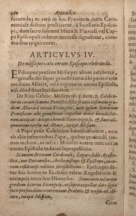 Articvlvs IV. De missa privata coram Episcopo celebranda.
