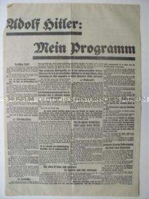 Großformatiger Sonderdruck von Hitlers Programm zur Reichspräsidentenwahl 1932