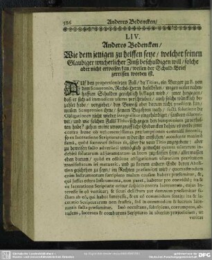 LIV. [Anderes Bedencken, Wie dem jenigen zu helffen seye, [et]c.]