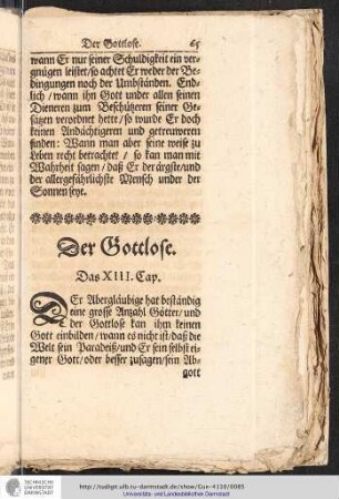 Der Gottlose. Das XIII. Cap.