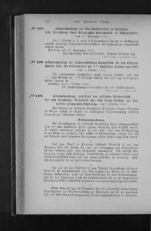 No. 138. Bekanntmachung der Ober-Postdirektion in Hamburg, betr. Errichtung einer Telegraphen-Betriebsstelle in Ochsenwärder, vom 27. September 1884.