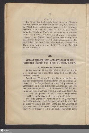 III. Ausbreitung der Zeugwirkerei im übrigen Reuß vor dem 30jähr. Krieg