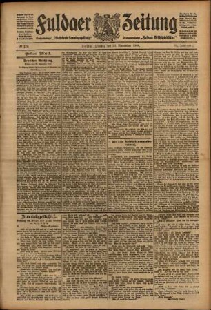 Erste Ausgabe vom Montag, den 30. November 1908.
