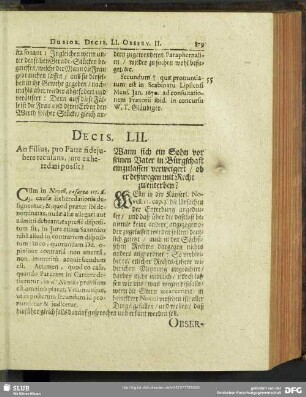 Decis. LII. An Filius, pro Patre fideiubere recusans, iure exheredari possit?