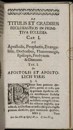 De Titulis Et Gradibus Ecclesiasticis In Primitiva Ecclesia.