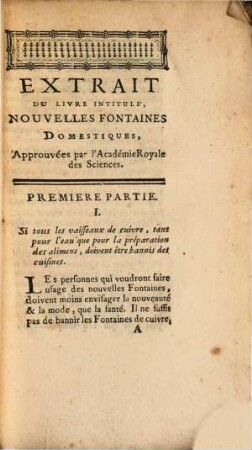 Extrait du livre intitulé: Nouvelles fontaines domestiques