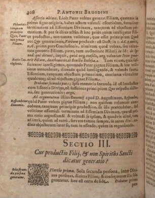 Sectio III. Cur productio Filij, & non Spiritus Sancti dicatur generatio?