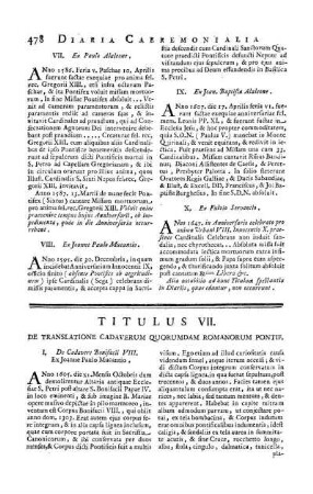 Titulus VII. De Translatione Cadaverum Quorumdam Romanorum Pontif.