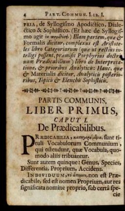 Caput I. De Praedicabilibus.