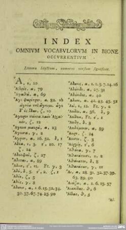 Index Omnivm Vocabvlorvm In Bione Occvrrentivm