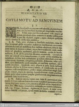 Dissertatio VIII. De Chylimotu Ad Sanguinem