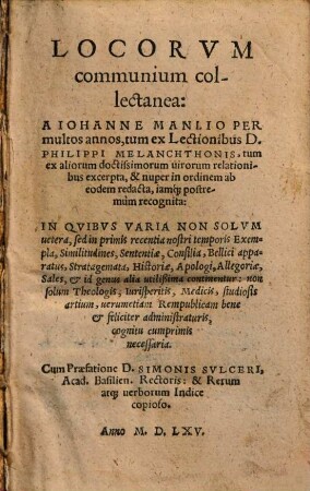 Locorvm communium collectanea
