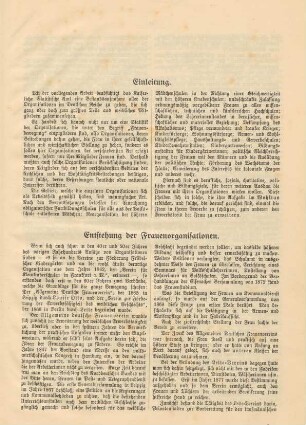 Entstehung der Frauenorganisationen