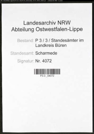 Sterberegister Standesamt Scharmede