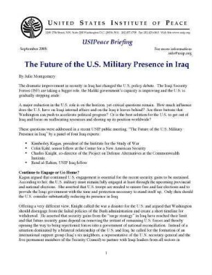 The future of the U.S. military presence in Iraq
