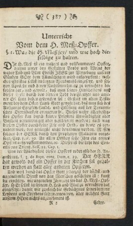 Unterricht Vom dem H. Meß-Opffer