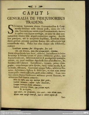 Caput I. Generalia De Fidejussoribus Tradens