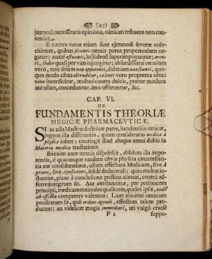 Cap. VI. De Fundamentis Theoriæ Medicæ Pharmaceuticæ.