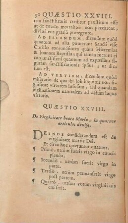 Quaestio XXVIII. De Virginitate beatae Mariae, in quatuor articulos divisa.