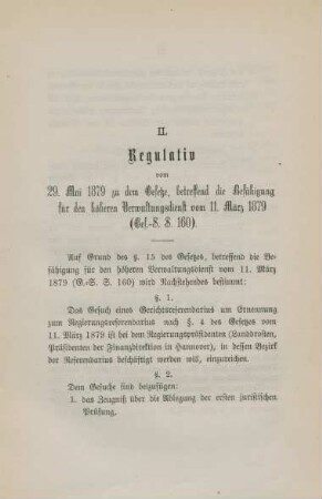 II. Regulativ ...