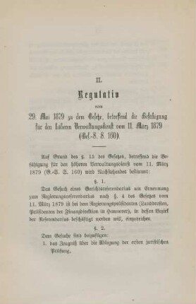 II. Regulativ ...