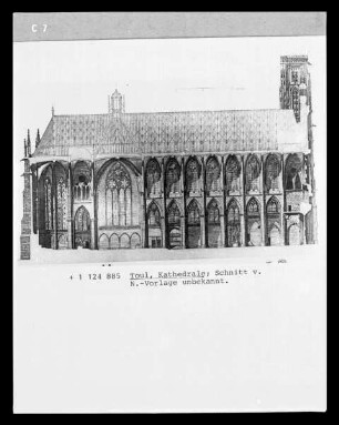 Toul: Aufriss der Kathedrale von Norden