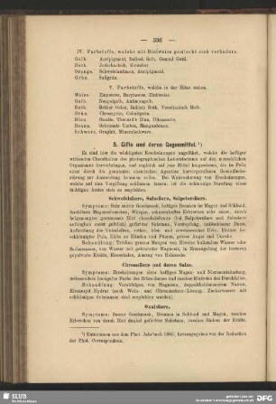 5. Gifte und deren Gegenmittel